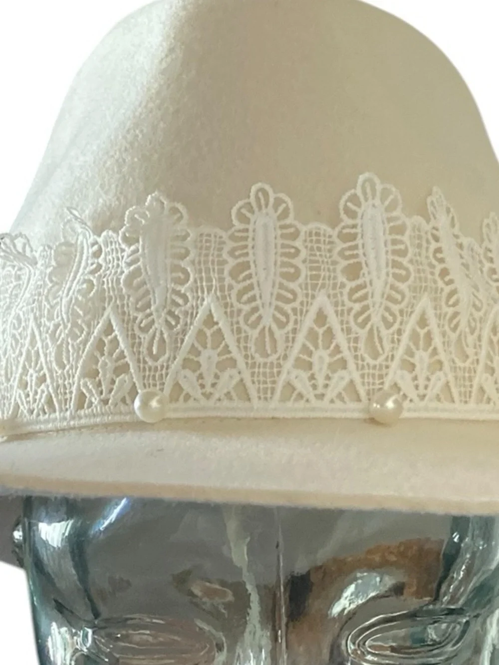 SD Hat Co Now & Forever Wool Felt Cowgirl Hat Lace Pearl Bridal festival Boho